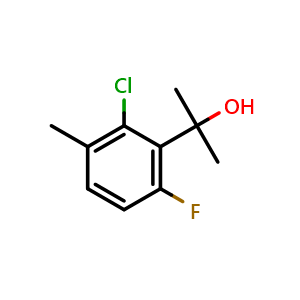 Chemical structure of 2-(2-Chloro-6-fluoro-3-methylphenyl)propan-2-ol , CAS 1542853-00-8, AChemBlock X175687