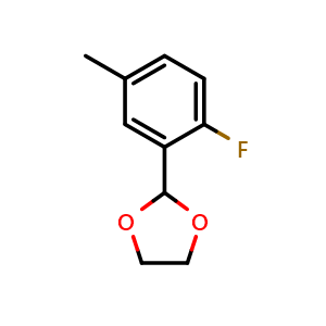 Chemical structure of 2-(2-Fluoro-5-methylphenyl)-1,3-dioxolane , CAS 773095-39-9, AChemBlock X175705
