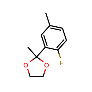 Chemical structure of 2-(2-Fluoro-5-methylphenyl)-2-methyl-1,3-dioxolane , CAS 2755724-06-0, AChemBlock X175706