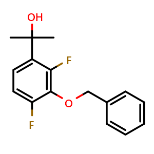 Chemical structure of 2-(3-(Benzyloxy)-2,4-difluorophenyl)propan-2-ol , CAS 2764728-20-1, AChemBlock X175718