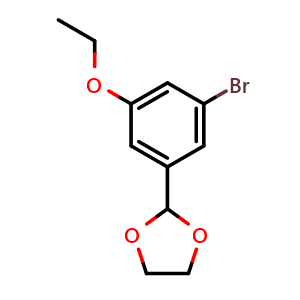 Chemical structure of 2-(3-Bromo-5-ethoxyphenyl)-1,3-dioxolane , CAS 909854-24-6, AChemBlock X175754