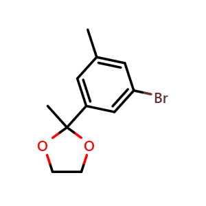 Chemical structure of 2-(3-Bromo-5-methylphenyl)-2-methyl-1,3-dioxolane , CAS 2807467-20-3, AChemBlock X175760