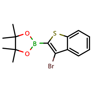 Chemical structure of 2-(3-Bromobenzo[b]thiophen-2-yl)-4,4,5,5-tetramethyl-1,3,2-dioxaborolane , CAS 2225985-93-1, AChemBlock X175762