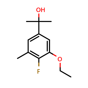 Chemical structure of 2-(3-Ethoxy-4-fluoro-5-methylphenyl)propan-2-ol , CAS 2755719-33-4, AChemBlock X175770