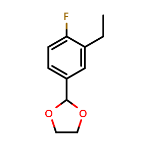Chemical structure of 2-(3-Ethyl-4-fluorophenyl)-1,3-dioxolane , CAS 2807469-50-5, AChemBlock X175774