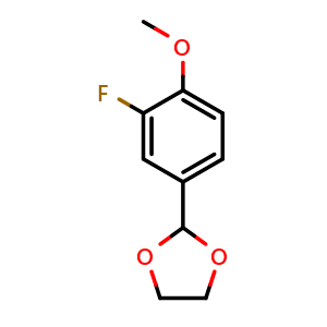 Chemical structure of 2-(3-Fluoro-4-methoxyphenyl)-1,3-dioxolane , CAS 477980-84-0, AChemBlock X175778
