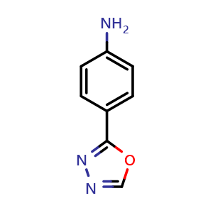 Chemical structure of 2-(4-Aminophenyl)-1,3,4-oxadiazole , CAS 35219-13-7, AChemBlock X175800