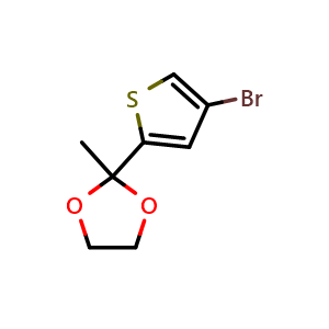 Chemical structure of 2-(4-bromothiophen-2-yl)-2-methyl-1,3-dioxolane , CAS 152538-51-7, AChemBlock X175817