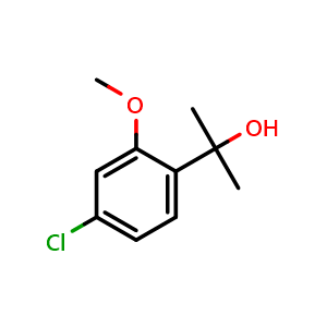 Chemical structure of 2-(4-Chloro-2-methoxyphenyl)propan-2-ol , CAS 1896339-59-5, AChemBlock X175824