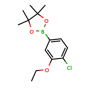Chemical structure of 2-(4-chloro-3-ethoxyphenyl)-4,4,5,5-tetramethyl-1,3,2-dioxaborolane , CAS 1310956-28-5, AChemBlock X175829