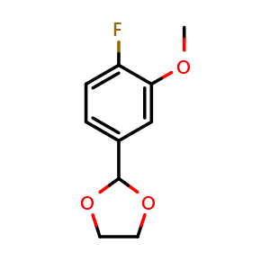 Chemical structure of 2-(4-Fluoro-3-methoxyphenyl)-1,3-dioxolane , CAS 773102-69-5, AChemBlock X175846