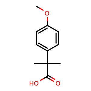 Chemical structure of 2-(4-methoxyphenyl)-2-methylpropanoic acid , CAS 2955-46-6, AChemBlock X175861