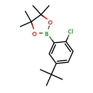 Chemical structure of 2-(5-(Tert-butyl)-2-chlorophenyl)-4,4,5,5-tetramethyl-1,3,2-dioxaborolane , CAS 1799485-23-6, AChemBlock X175867