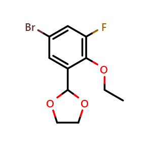 Chemical structure of 2-(5-Bromo-2-ethoxy-3-fluorophenyl)-1,3-dioxolane , CAS 2764728-49-4, AChemBlock X175876