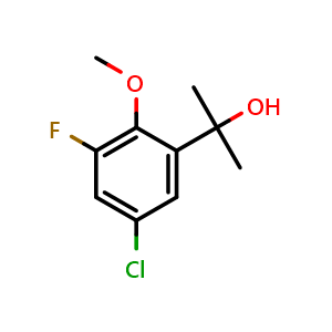 Chemical structure of 2-(5-Chloro-3-fluoro-2-methoxyphenyl)propan-2-ol , CAS 1895426-49-9, AChemBlock X175896