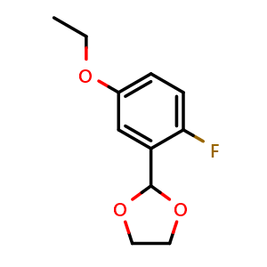Chemical structure of 2-(5-Ethoxy-2-fluorophenyl)-1,3-dioxolane , CAS 2807447-80-7, AChemBlock X175898