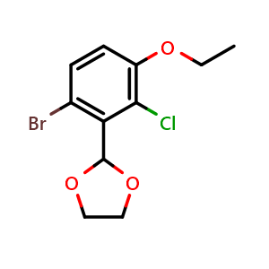 Chemical structure of 2-(6-bromo-2-chloro-3-ethoxyphenyl)-1,3-dioxolane , CAS 2484889-14-5, AChemBlock X175906