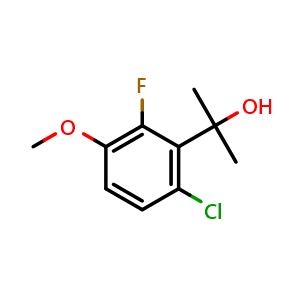 Chemical structure of 2-(6-Chloro-2-fluoro-3-methoxyphenyl)propan-2-ol , CAS 1783704-68-6, AChemBlock X175911