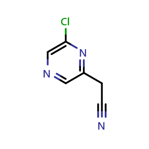 Chemical structure of 2-(6-chloropyrazin-2-yl)acetonitrile , CAS 1378332-54-7, AChemBlock X175912
