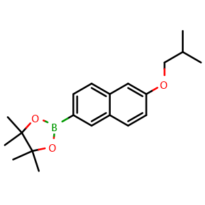 Chemical structure of 2-(6-Isobutoxynaphthalen-2-yl)-4,4,5,5-tetramethyl-1,3,2-dioxaborolane , CAS 1363386-57-5, AChemBlock X175913