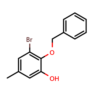 Chemical structure of 2-(benzyloxy)-3-bromo-5-methylphenol , CAS 2484889-04-3, AChemBlock X175968