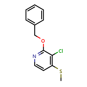 Chemical structure of 2-(Benzyloxy)-3-chloro-4-(methylthio)pyridine , CAS 2764728-07-4, AChemBlock X175972