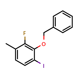 Chemical structure of 2-(Benzyloxy)-3-fluoro-1-iodo-4-methylbenzene , CAS 2807465-26-3, AChemBlock X175979