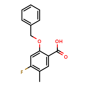 Chemical structure of 2-(Benzyloxy)-4-fluoro-5-methylbenzoic acid , CAS 2734774-01-5, AChemBlock X175998