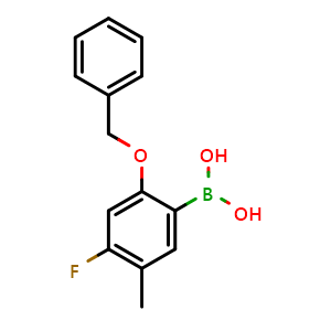 Chemical structure of 2-(Benzyloxy)-4-fluoro-5-methylphenylboronic acid , CAS 2096331-49-4, AChemBlock X175999