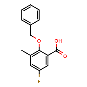 Chemical structure of 2-(Benzyloxy)-5-fluoro-3-methylbenzoic acid , CAS 2764733-68-6, AChemBlock X176014