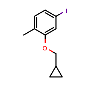 Chemical structure of 2-(Cyclopropylmethoxy)-4-iodo-1-methylbenzene , CAS 1369843-51-5, AChemBlock X176024