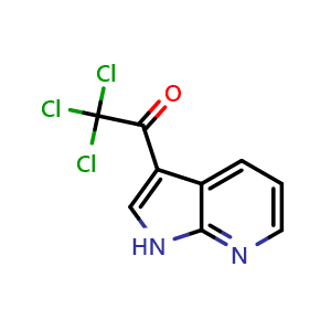 Chemical structure of 2,2,2-trichloro-1-(1H-pyrrolo[2,3-b]pyridin-3-yl)-ethanone , CAS 163220-69-7, AChemBlock X176061