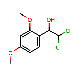 Chemical structure of 2,2-Dichloro-1-(2,4-dimethoxyphenyl)ethanol , CAS 2755724-67-3, AChemBlock X176097