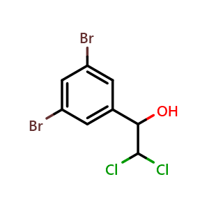 Chemical structure of 2,2-Dichloro-1-(3,5-dibromophenyl)ethanol , CAS 2755723-99-8, AChemBlock X176114