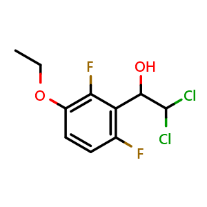 Chemical structure of 2,2-Dichloro-1-(3-ethoxy-2,6-difluorophenyl)ethanol , CAS 2755722-71-3, AChemBlock X176119