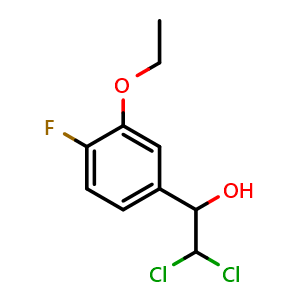 Chemical structure of 2,2-Dichloro-1-(3-ethoxy-4-fluorophenyl)ethanol , CAS 2734775-85-8, AChemBlock X176120