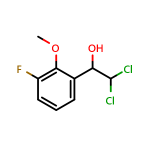 Chemical structure of 2,2-Dichloro-1-(3-fluoro-2-methoxyphenyl)ethanol , CAS 2755724-35-5, AChemBlock X176122