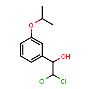 Chemical structure of 2,2-Dichloro-1-(3-isopropoxyphenyl)ethanol , CAS 2734776-59-9, AChemBlock X176125