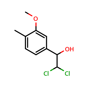 Chemical structure of 2,2-Dichloro-1-(3-methoxy-4-methylphenyl)ethanol , CAS 2734776-72-6, AChemBlock X176126