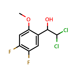 Chemical structure of 2,2-Dichloro-1-(4,5-difluoro-2-methoxyphenyl)ethanol , CAS 2755722-89-3, AChemBlock X176128