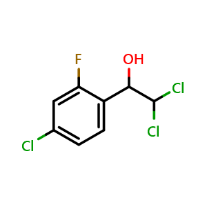 Chemical structure of 2,2-Dichloro-1-(4-chloro-2-fluorophenyl)ethanol , CAS 2734773-26-1, AChemBlock X176129
