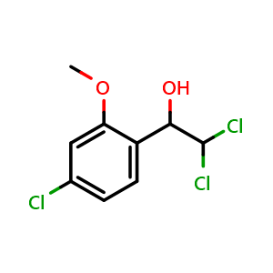 Chemical structure of 2,2-Dichloro-1-(4-chloro-2-methoxyphenyl)ethanol , CAS 2734777-94-5, AChemBlock X176130
