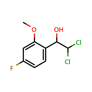Chemical structure of 2,2-Dichloro-1-(4-fluoro-2-methoxyphenyl)ethanol , CAS 2734779-05-4, AChemBlock X176133