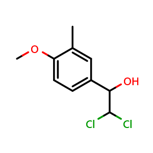 Chemical structure of 2,2-Dichloro-1-(4-methoxy-3-methylphenyl)ethanol , CAS 2734778-68-6, AChemBlock X176139
