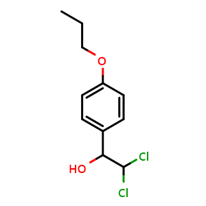 Chemical structure of 2,2-Dichloro-1-(4-propoxyphenyl)ethanol , CAS 2734772-56-4, AChemBlock X176140