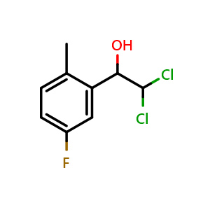 Chemical structure of 2,2-Dichloro-1-(5-fluoro-2-methylphenyl)ethanol , CAS 2734773-66-9, AChemBlock X176143