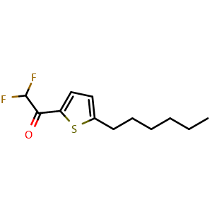 Chemical structure of 2,2-difluoro-1-(5-hexylthiophen-2-yl)ethanone , CAS 2807466-16-4, AChemBlock X176163