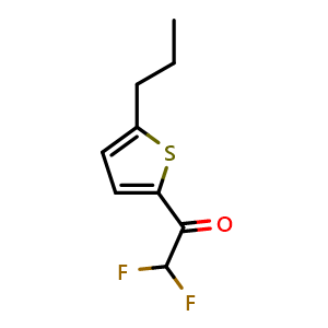 Chemical structure of 2,2-difluoro-1-(5-propylthiophen-2-yl)ethanone , CAS 2229251-72-1, AChemBlock X176164