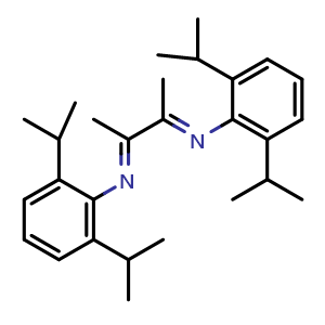 Chemical structure of 2,3-Bis(2,6-diisopropylphenylimino)butane , CAS 74663-77-7, AChemBlock X176196