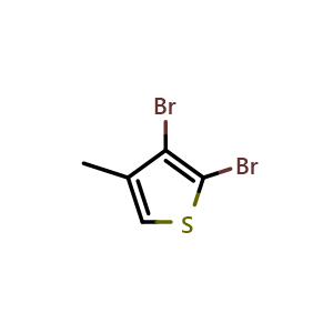 Chemical structure of 2,3-Dibromo-4-methylthiophene , CAS 125257-38-7, AChemBlock X176200